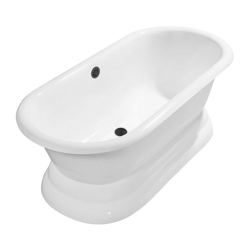 StreamlineBath 66" x 30" Freestanding Soaking Porcelain Enameled Cast